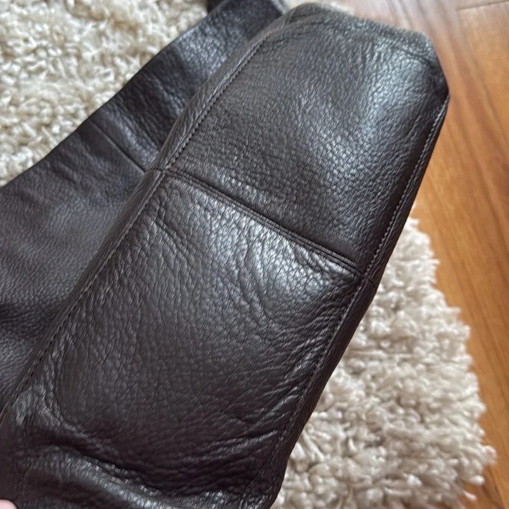 Vintage GAP Leather Dark Brown Pebbled Slouch Hobo Shoulder Bag Purse